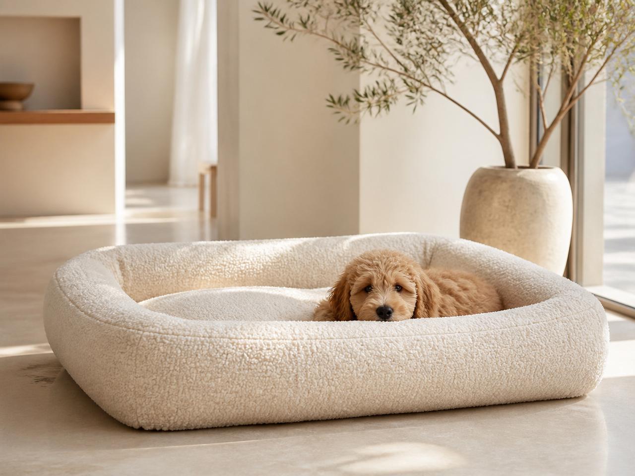 The Maison Cocolino Orthopedic Pet Bed — Medio, Ivory White